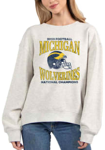 Michigan Wolverines Womens Grey 2023 National Champions Crew Sweatshirt