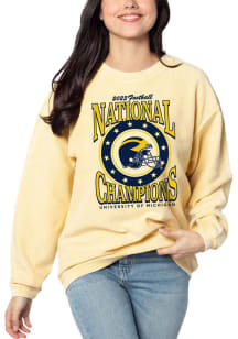Michigan Wolverines Womens Gold 2023 National Champions Crew Sweatshirt