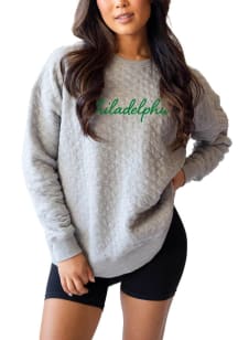 Philadelphia Womens Grey Textured Crew Sweatshirt