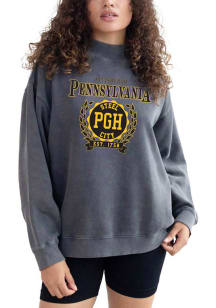 Pittsburgh Womens Black Mock Neck Crew Sweatshirt