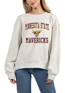 Minnesota State Mankato Mavericks Womens Ash Old School Crew Sweatshirt