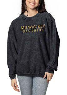 Wisconsin-Milwaukee Panthers Womens Black Corded Crew Sweatshirt