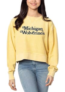 Womens Gold Michigan Wolverines Retro Crew Sweatshirt