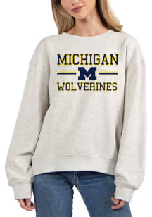 Womens Grey Michigan Wolverines Old School Crew Sweatshirt