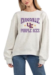Evansville Purple Aces Womens Ash Old School Crew Sweatshirt