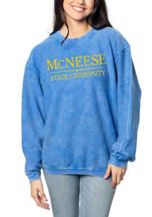McNeese State Cowboys Womens Blue Corded Crew Sweatshirt