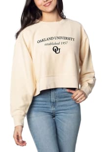 Oakland University Golden Grizzlies Womens Natural Corded Crew Sweatshirt