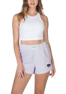 Womens Purple K-State Wildcats Striped Boxer Shorts