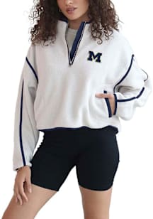 Michigan Wolverines Womens Ivory On the Run Qtr Zip