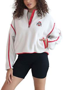 Ohio State Buckeyes Womens Ivory On the Run Qtr Zip