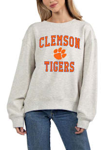 Clemson Tigers Womens Ash Old school Crew Sweatshirt