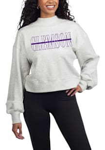 Clemson Tigers Womens Ash Hailey Crew Sweatshirt