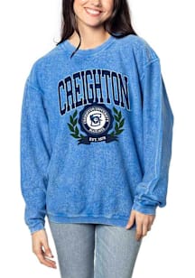 Creighton Bluejays Womens Blue Corded Crew Sweatshirt