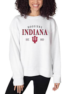 Womens White Indiana Hoosiers Sunset Crew Sweatshirt