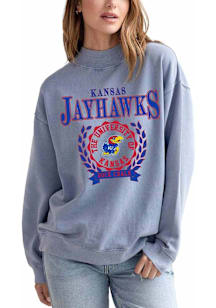 Kansas Jayhawks Womens Navy Blue Nantucket Crew Sweatshirt