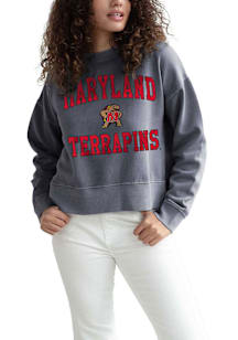 Maryland Terrapins Womens Charcoal Malibu Crew Sweatshirt