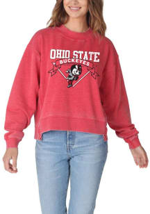 Womens Red Ohio State Buckeyes Burnout Boxy Crew Sweatshirt