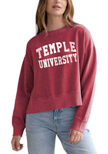 Temple Owls Womens Crimson Malibu Crew Sweatshirt