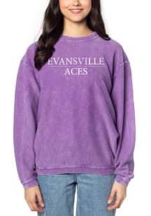 Evansville Purple Aces Womens Purple Corded Crew Sweatshirt