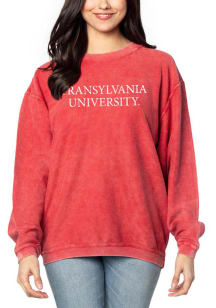 Transylvania Pioneers Womens Crimson Corded Crew Sweatshirt