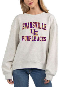 Evansville Purple Aces Womens Ash Old School Crew Sweatshirt