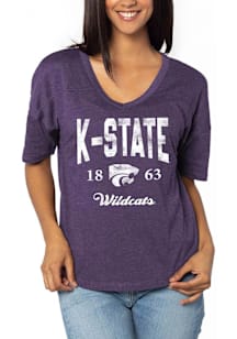 K-State Wildcats Womens Purple Happy Short Sleeve T-Shirt