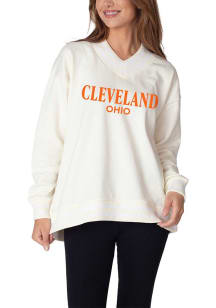 Cleveland Womens White Stacked Wordmark Crew Sweatshirt