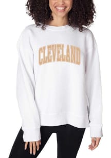 Cleveland Womens White Arched Wordmark Crew Sweatshirt