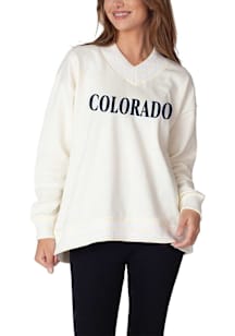 Colorado Womens White Stacked Wordmark Crew Sweatshirt