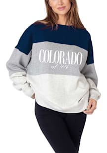 Colorado Womens Navy Blue Stacked Wordmark Crew Sweatshirt