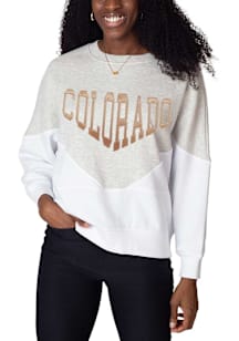 Colorado Womens White Satin Embroidery Crew Sweatshirt