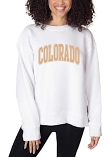 Colorado Womens White Arched Wordmark Crew Sweatshirt