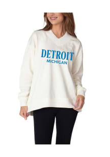 Detroit Womens White Stacked Wordmark Crew Sweatshirt