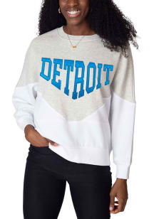 Detroit Womens White Satin Embroidery Crew Sweatshirt