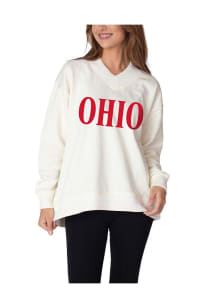 Ohio Womens White Stacked Wordmark Crew Sweatshirt