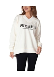 Pittsburgh Womens White Stacked Wordmark Crew Sweatshirt