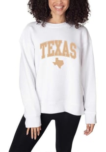 Texas Womens White Arched Wordmark Crew Sweatshirt