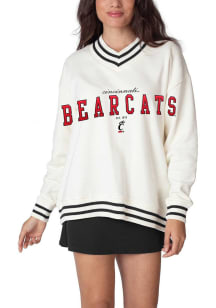 Womens White Cincinnati Bearcats Letterman Crew Sweatshirt