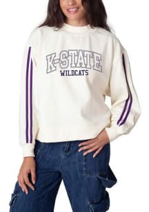 Womens White K-State Wildcats Varsity Crew Sweatshirt