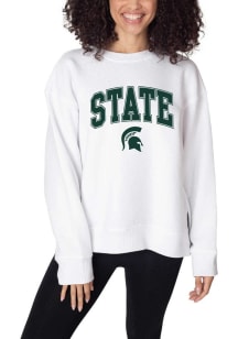 Michigan State Spartans Womens White Sunset Crew Sweatshirt