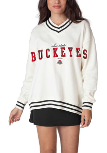 Womens White Ohio State Buckeyes Letterman Crew Sweatshirt