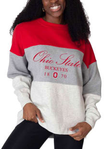 Womens Grey Ohio State Buckeyes Colorblock Crew Sweatshirt