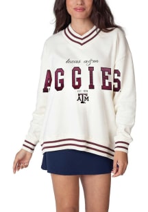 Texas A&amp;M Aggies Womens White Letterman Crew Sweatshirt
