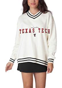Texas Tech Red Raiders Womens White Letterman Crew Sweatshirt