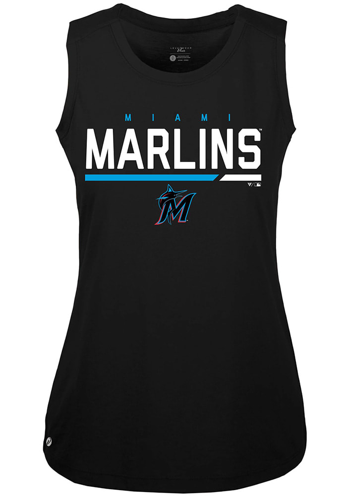 Levelwear Miami Marlins Women's Black Macy Tank Top, Black, 65% Polyester / 35% Cotton, Size XS, Rally House