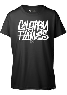 Levelwear Calgary Flames Womens Black Teagan Grafitti Short Sleeve T-Shirt