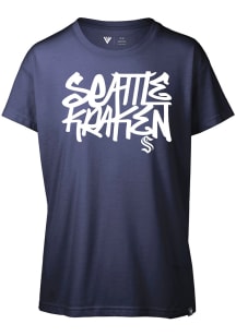 Levelwear Seattle Kraken Womens Navy Blue Teagan Grafitti Short Sleeve T-Shirt