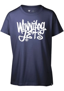Levelwear Winnipeg Jets Womens Navy Blue Teagan Grafitti Short Sleeve T-Shirt