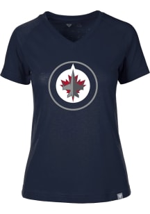 Levelwear Winnipeg Jets Womens Navy Blue Ariya Short Sleeve T-Shirt