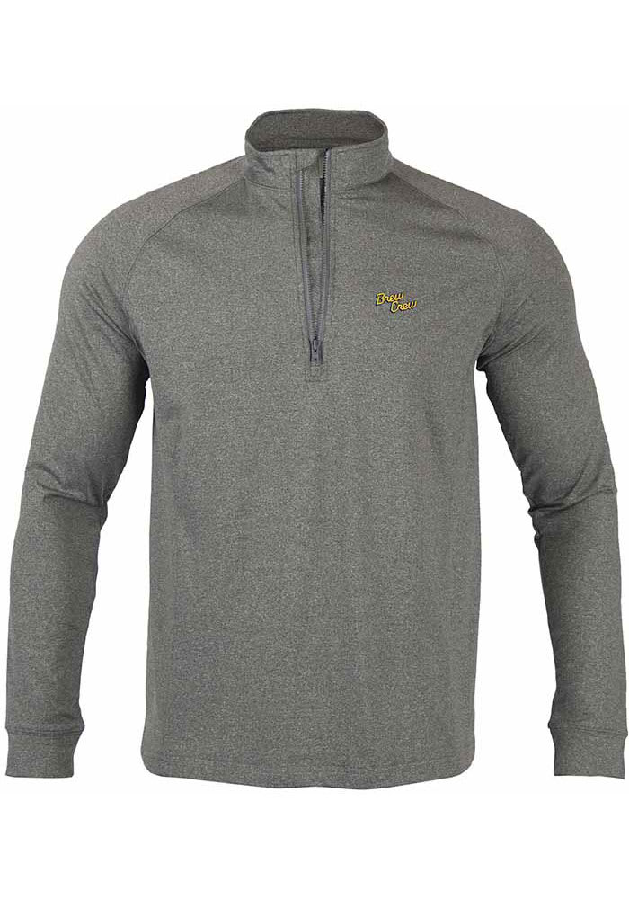 Levelwear Milwaukee Brewers Charcoal City Connect Calibre Long Sleeve 1/4 Zip Pullover, Charcoal, 88% Polyester / 12% SPANDEX, Size S, Rally House